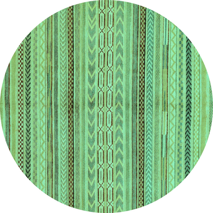 Round Abstract Turquoise Modern Rug, abs2305turq