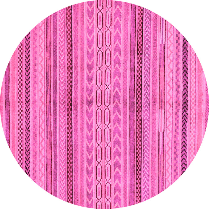 Round Machine Washable Abstract Pink Modern Rug, wshabs2305pnk