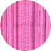 Round Machine Washable Abstract Pink Modern Rug, wshabs2305pnk