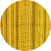 Round Abstract Yellow Modern Rug, abs2305yw