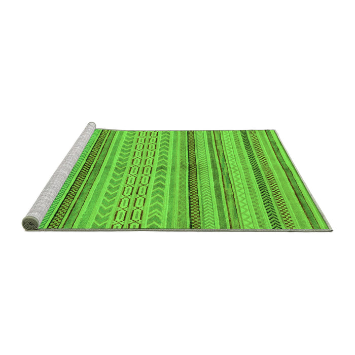 Sideview of Machine Washable Abstract Green Modern Area Rugs, wshabs2305grn