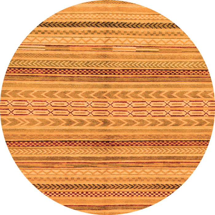 Round Machine Washable Abstract Orange Modern Area Rugs, wshabs2305org