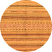 Round Machine Washable Abstract Orange Modern Area Rugs, wshabs2305org