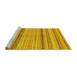 Sideview of Machine Washable Abstract Yellow Modern Rug, wshabs2305yw