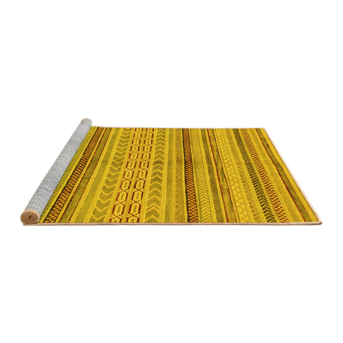 Sideview of Machine Washable Abstract Yellow Modern Rug, wshabs2305yw