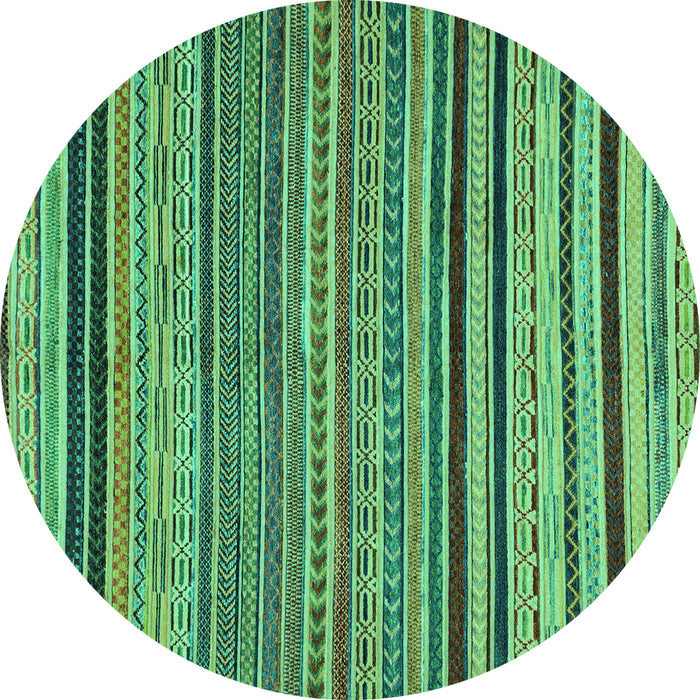 Round Abstract Turquoise Modern Rug, abs2306turq
