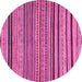 Round Machine Washable Abstract Pink Modern Rug, wshabs2306pnk