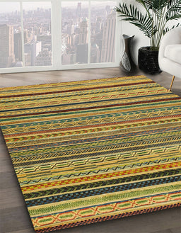 Abstract Yellow Modern Rug in Family Room, abs2306