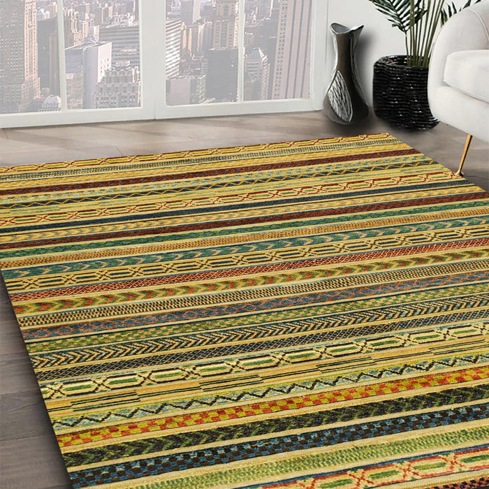 Machine Washable Abstract Yellow Rug in a Family Room, wshabs2306