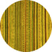 Round Machine Washable Abstract Yellow Modern Rug, wshabs2306yw