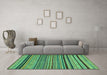 Machine Washable Abstract Turquoise Modern Area Rugs in a Living Room,, wshabs2306turq