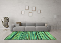 Machine Washable Abstract Turquoise Modern Area Rugs in a Living Room,, wshabs2306turq