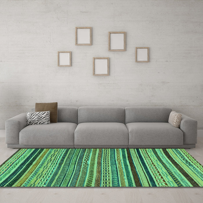 Machine Washable Abstract Turquoise Modern Area Rugs in a Living Room,, wshabs2306turq