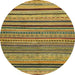 Round Machine Washable Abstract Yellow Rug, wshabs2306