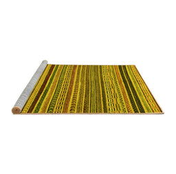 Sideview of Machine Washable Abstract Yellow Modern Rug, wshabs2306yw