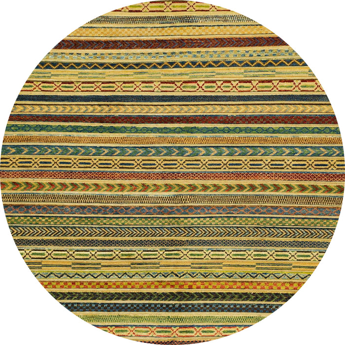 Round Abstract Yellow Modern Rug, abs2306