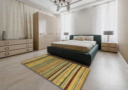 Abstract Yellow Modern Rug in a Bedroom, abs2306