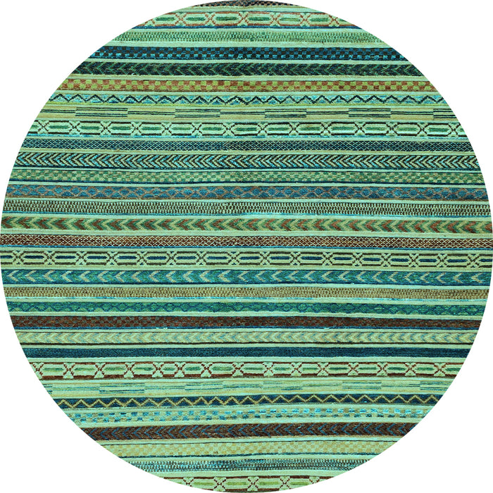 Round Abstract Light Blue Modern Rug, abs2306lblu
