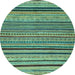 Round Abstract Light Blue Modern Rug, abs2306lblu