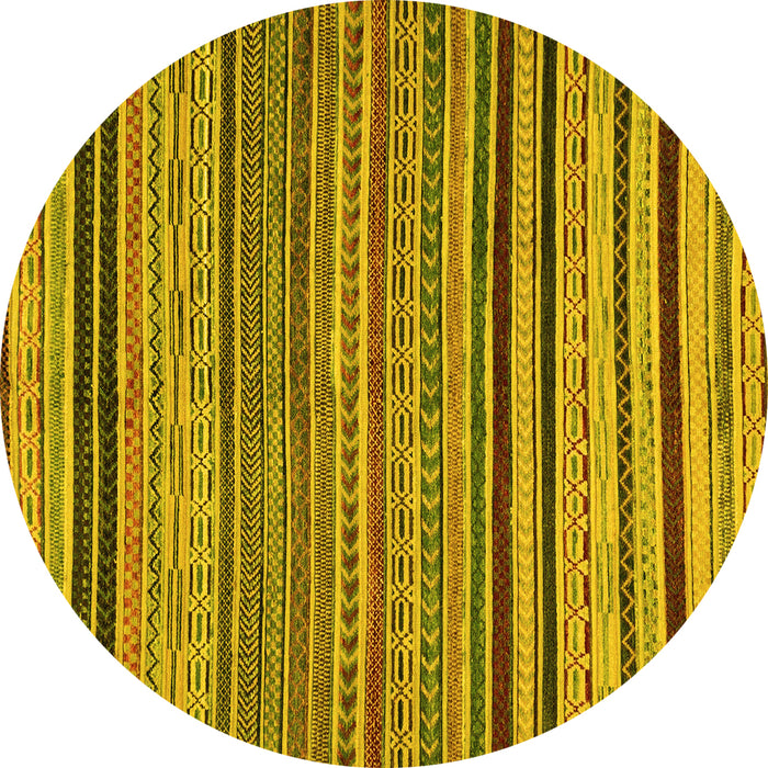 Round Abstract Yellow Modern Rug, abs2306yw