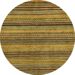 Round Machine Washable Abstract Orange Rug, wshabs2307