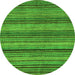 Round Machine Washable Abstract Green Modern Area Rugs, wshabs2307grn