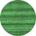 Round Abstract Emerald Green Modern Rug, abs2307emgrn