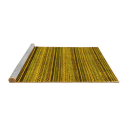 Sideview of Machine Washable Abstract Yellow Modern Rug, wshabs2307yw