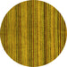 Round Machine Washable Abstract Yellow Modern Rug, wshabs2307yw