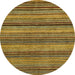 Round Abstract Orange Gold Modern Rug, abs2307