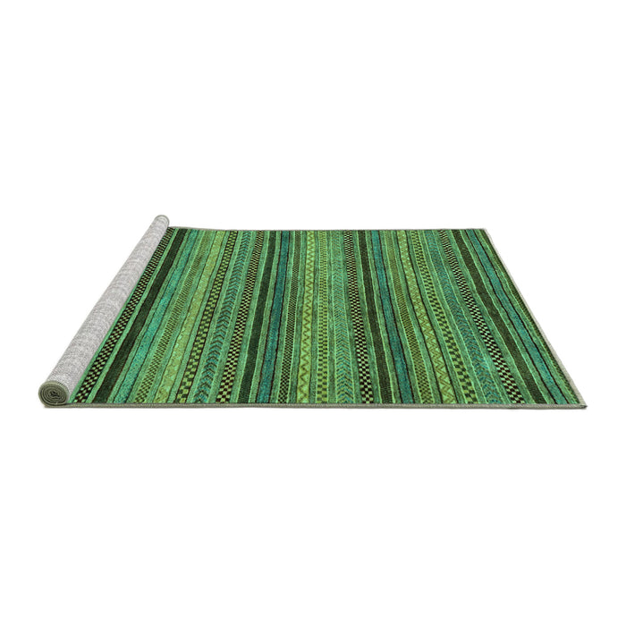 Sideview of Machine Washable Abstract Turquoise Modern Area Rugs, wshabs2307turq