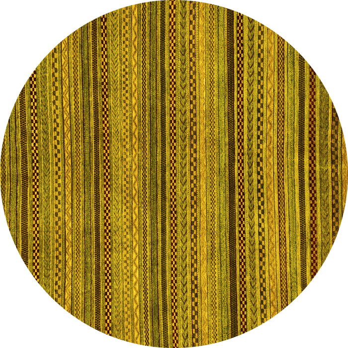 Round Abstract Yellow Modern Rug, abs2307yw