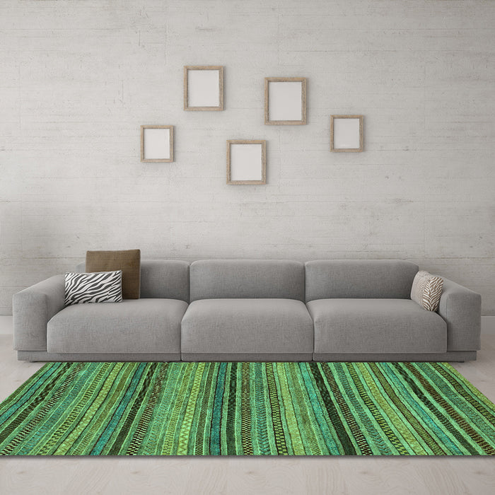 Machine Washable Abstract Turquoise Modern Area Rugs in a Living Room,, wshabs2307turq