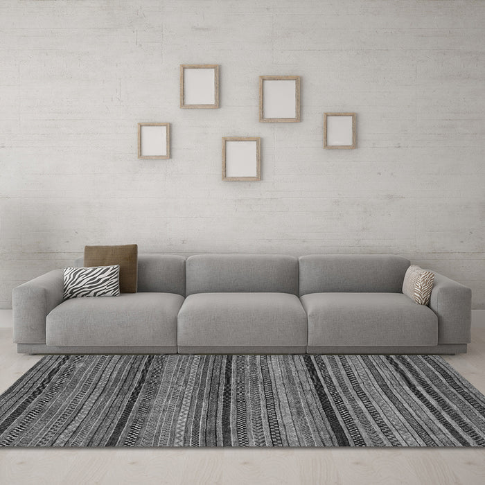 Machine Washable Abstract Gray Modern Rug in a Living Room,, wshabs2307gry