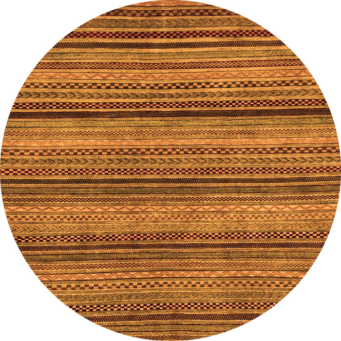 Round Machine Washable Abstract Orange Modern Area Rugs, wshabs2307org