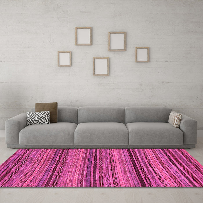 Machine Washable Abstract Pink Modern Rug in a Living Room, wshabs2307pnk