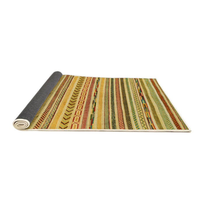 Sideview of Abstract Golden Brown Yellow Modern Rug, abs2308