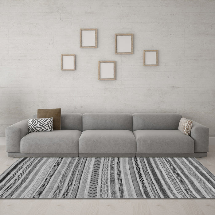Machine Washable Abstract Gray Modern Rug in a Living Room,, wshabs2308gry