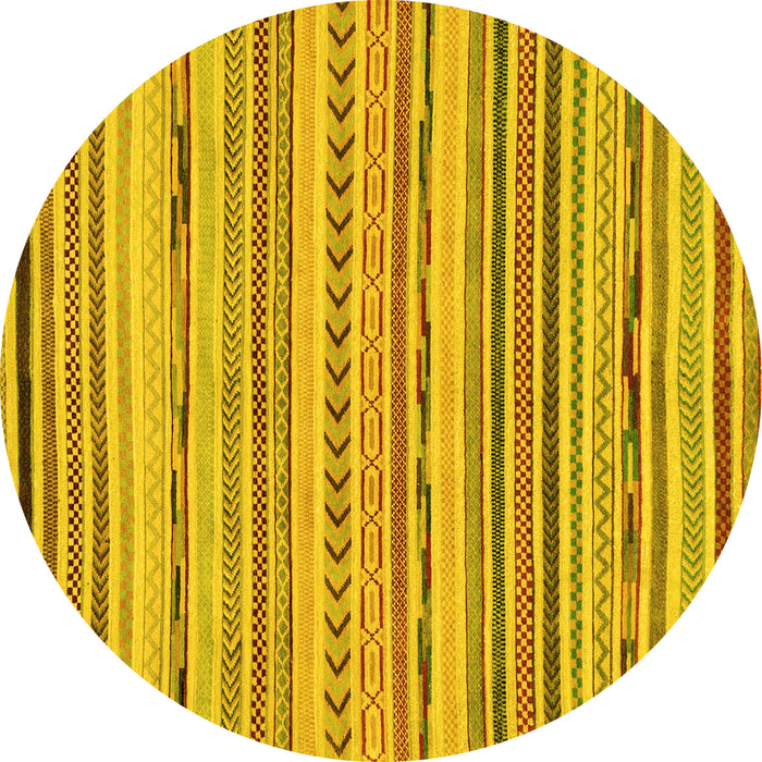 Round Abstract Yellow Modern Rug, abs2308yw
