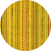 Round Abstract Yellow Modern Rug, abs2308yw