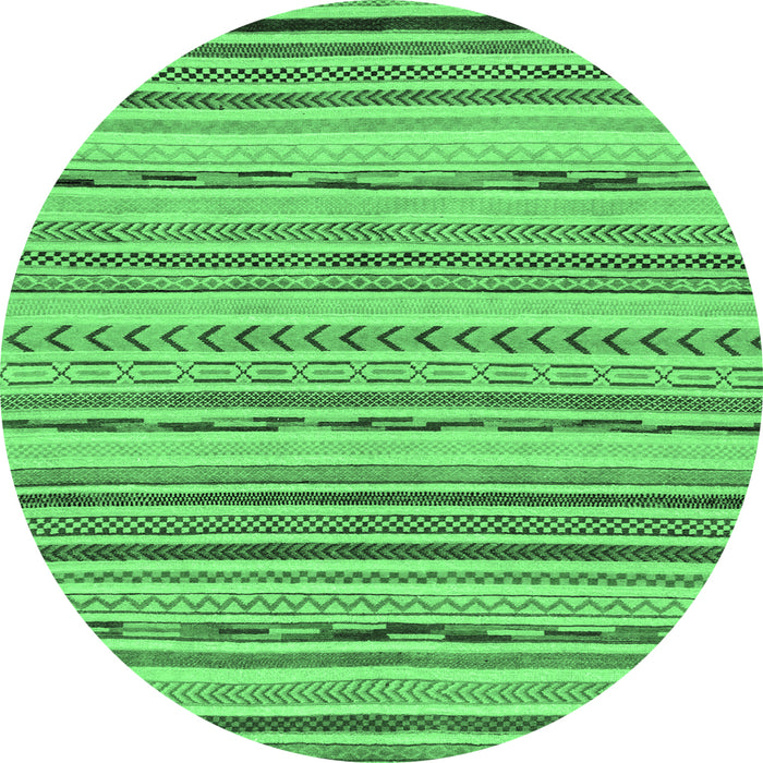 Round Machine Washable Abstract Emerald Green Modern Area Rugs, wshabs2308emgrn