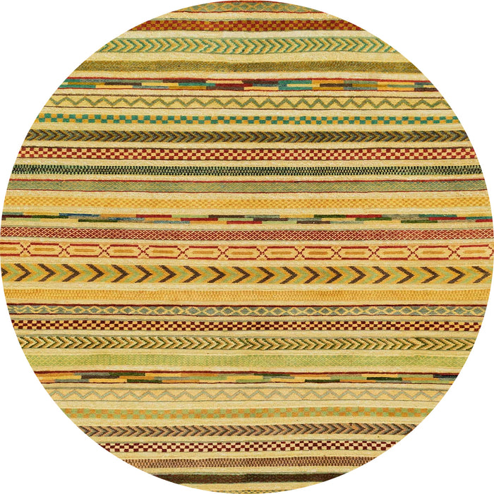Round Abstract Golden Brown Yellow Modern Rug, abs2308