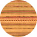 Round Machine Washable Abstract Orange Modern Area Rugs, wshabs2308org