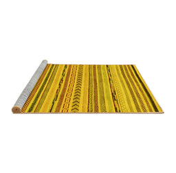 Sideview of Machine Washable Abstract Yellow Modern Rug, wshabs2308yw