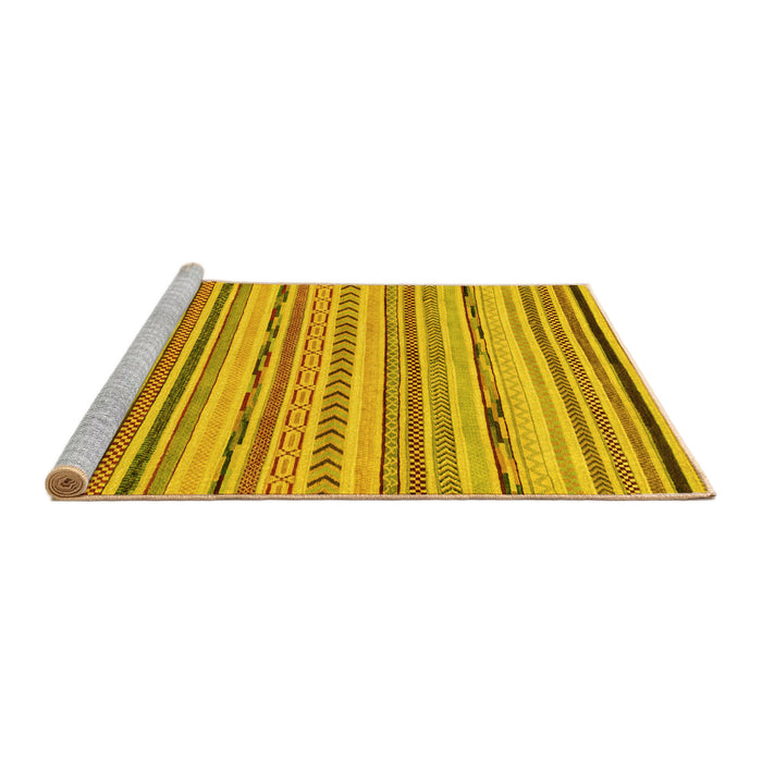 Sideview of Machine Washable Abstract Yellow Modern Rug, wshabs2308yw
