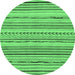 Round Abstract Emerald Green Modern Rug, abs2308emgrn