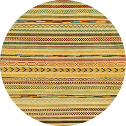 Round Machine Washable Abstract Gen Brown Yellow Rug, wshabs2308