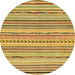 Round Machine Washable Abstract Gen Brown Yellow Rug, wshabs2308