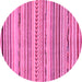 Round Machine Washable Abstract Pink Modern Rug, wshabs2308pnk