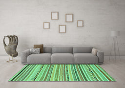 Machine Washable Abstract Turquoise Modern Area Rugs in a Living Room,, wshabs2308turq
